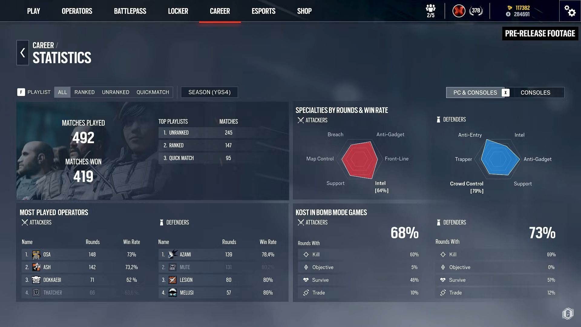 Career stats tracker showcased in Siege X 2025 Roadmap (Image via Ubisoft)
